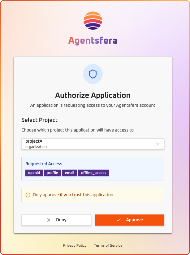 Authorize application page